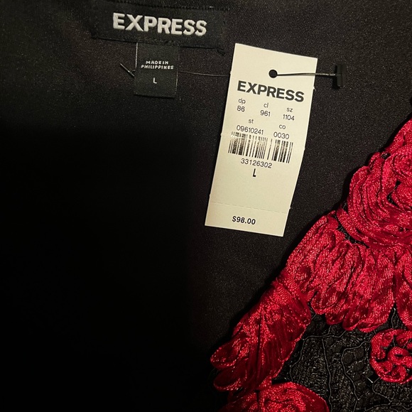 Black and Red lace and floral body suit - Picture 3 of 3